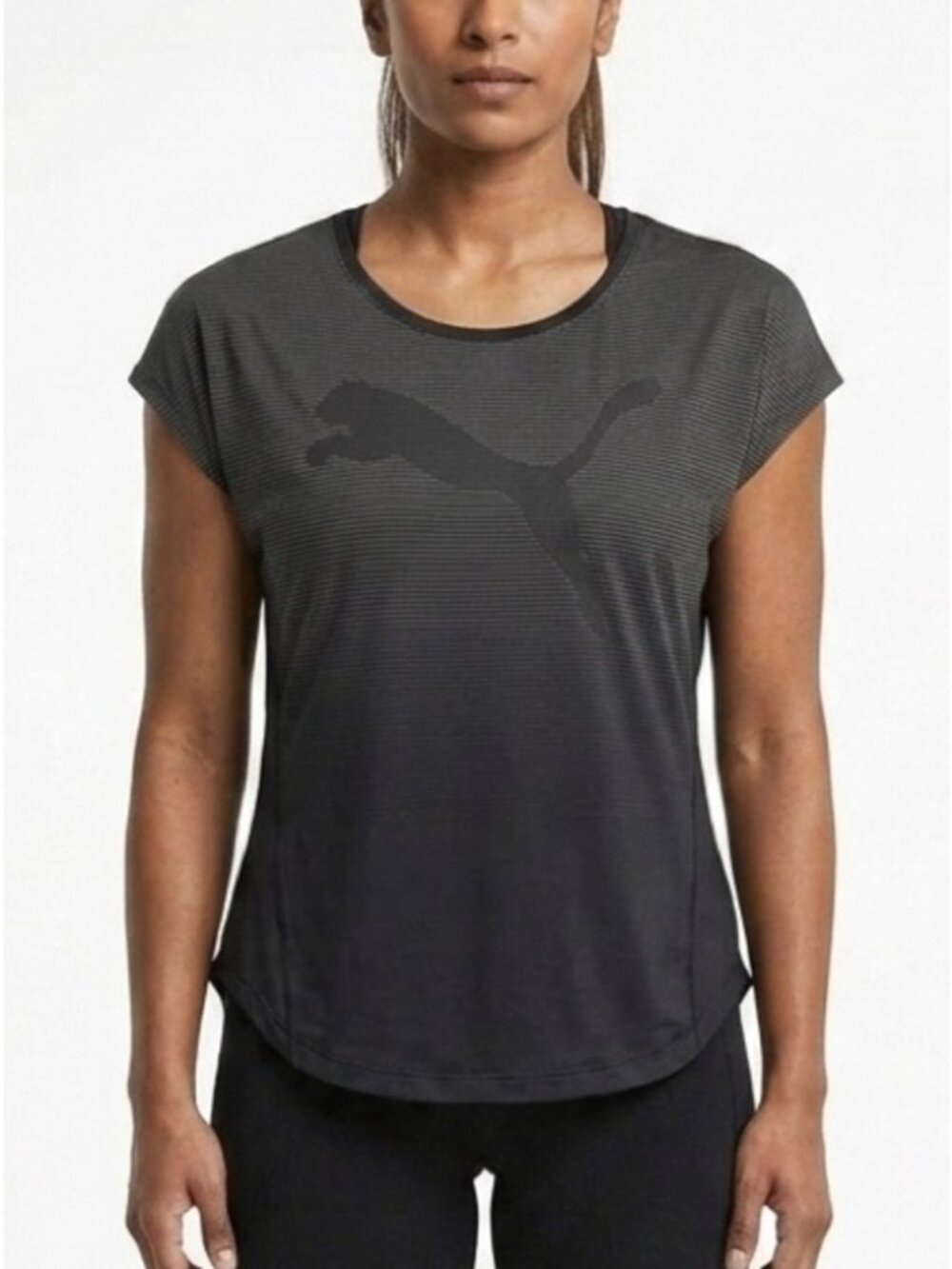 Puma Black Gradient Logo Performance T-Shirt Large active workout every day 565